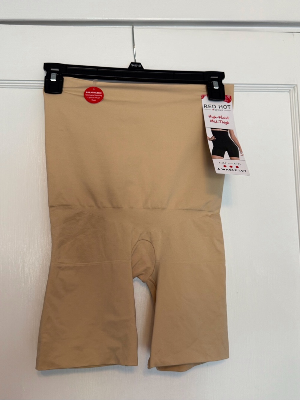 SPANX Nude Mid-thigh High-Waist Shaping Shorts with rear enhancing pockets
